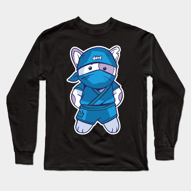 D&D Monk Ninja Class Kawaii Cat Long Sleeve T-Shirt by Sunburst